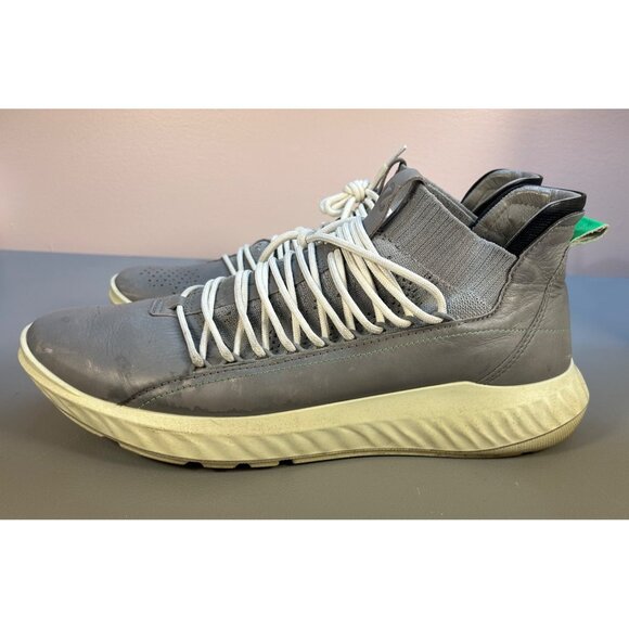 ECCO St.1 Lite Mens 13 Wild Dove Gray "YAK Leather" Mid Cut Sock Sneaker *READ - Picture 2 of 16